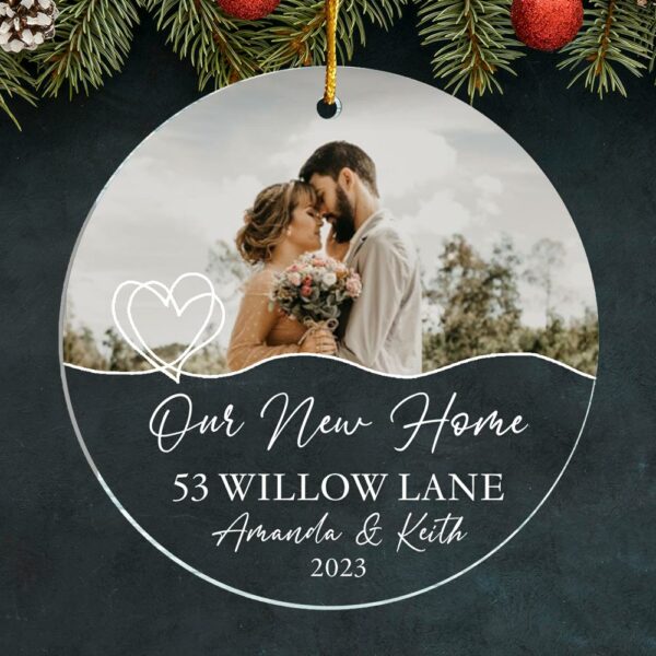 Luxury Ornament New Home Photo, Custom House Address Ornament, Housewarming Gift, Realtor Client Gift, Couples Home Personalized Glass Ornament vr2 - Image 2