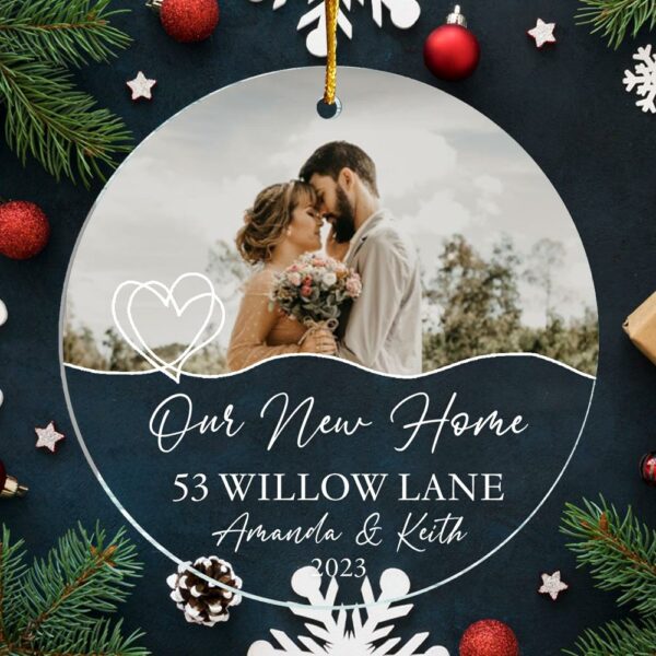 Luxury Ornament New Home Photo, Custom House Address Ornament, Housewarming Gift, Realtor Client Gift, Couples Home Personalized Glass Ornament vr2 - Image 6