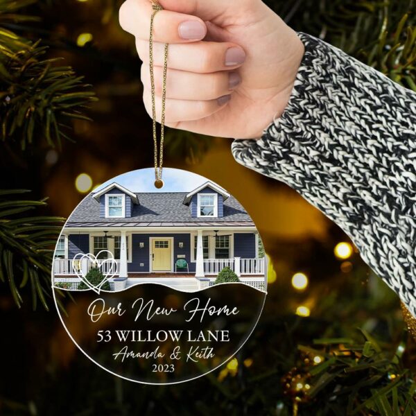 Luxury Ornament New Home Photo, Custom House Address Ornament, Housewarming Gift, Realtor Client Gift, Couples Home Personalized Glass Ornament - Image 10