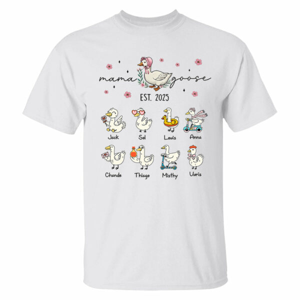 Mama Goose, Mama Silly Goose Shirt - Personalized Vintage Mama Goose Shirt Tu24 - Image 2