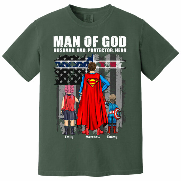 Man Of God Husband Dad Protector Hero, Gift For Dad, Personalized Shirt T1807 - Image 14
