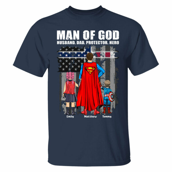 Man Of God Husband Dad Protector Hero, Gift For Dad, Personalized Shirt T1807 - Image 4