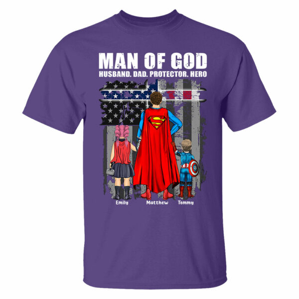 Man Of God Husband Dad Protector Hero, Gift For Dad, Personalized Shirt T1807 - Image 7