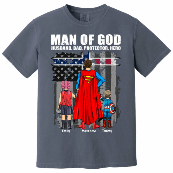 Man Of God Husband Dad Protector Hero, Gift For Dad, Personalized Shirt T1807 - Image 10