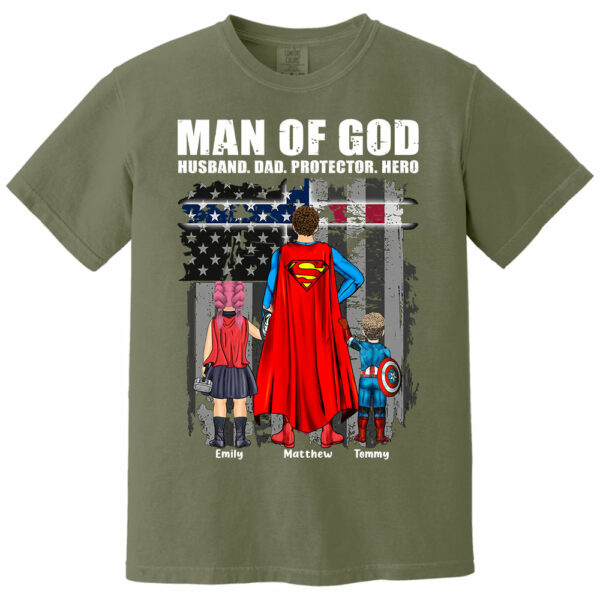 Man Of God Husband Dad Protector Hero, Gift For Dad, Personalized Shirt T1807 - Image 12
