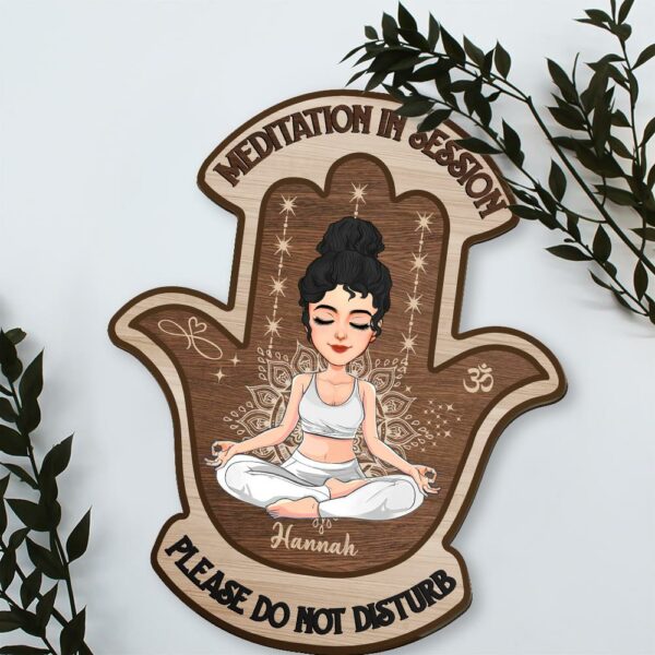 Meditation In Session, Please Do Not Disturb - Custom Door Hanger For Yoga Lovers, Cute Girls Love Yoga NA04 - Image 5