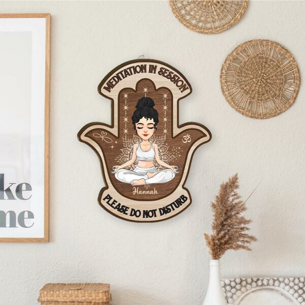 Meditation In Session, Please Do Not Disturb - Custom Door Hanger For Yoga Lovers, Cute Girls Love Yoga NA04 - Image 8