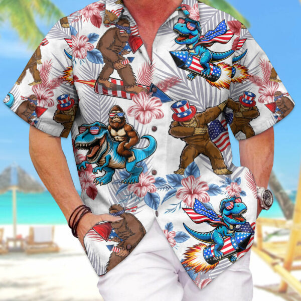 Mens Bigfoot Independence Day Hawaiian Shirt - Image 3