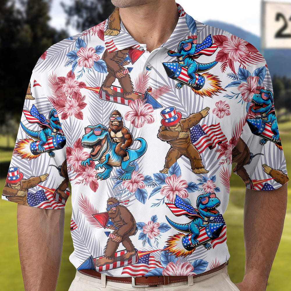 Mens Bigfoot Independence Day Polo Shirt