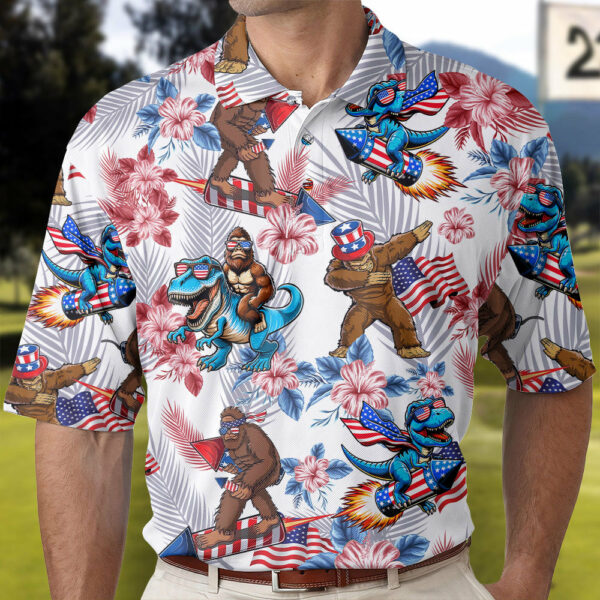 Mens Bigfoot Independence Day Polo Shirt