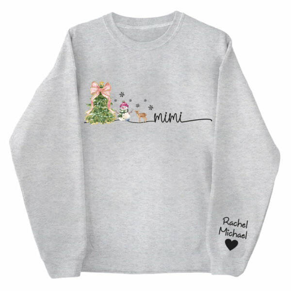 Mimi Christmas Snowman And Grandkids Sweatshirt - Personalized Family Gift For Grandma NA04 - Image 2