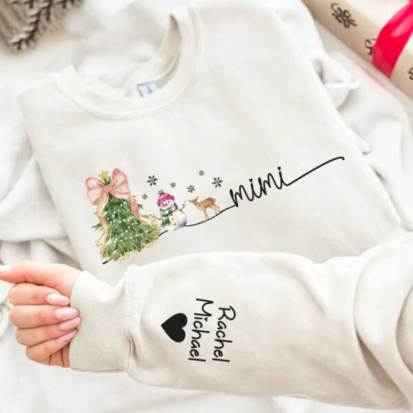 Mimi Christmas Snowman And Grandkids Sweatshirt - Personalized Family Gift For Grandma NA04