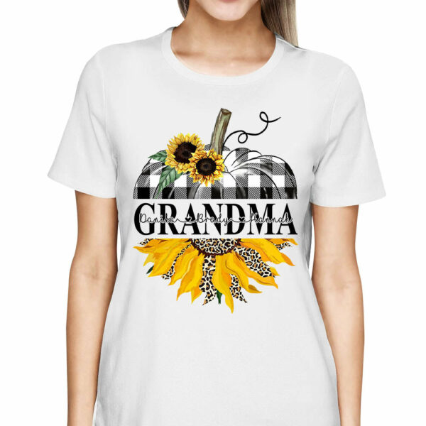 Mimi Sunflower Pumpkin Personalized Shirt With Grandkids Names For Grandmas - Image 2