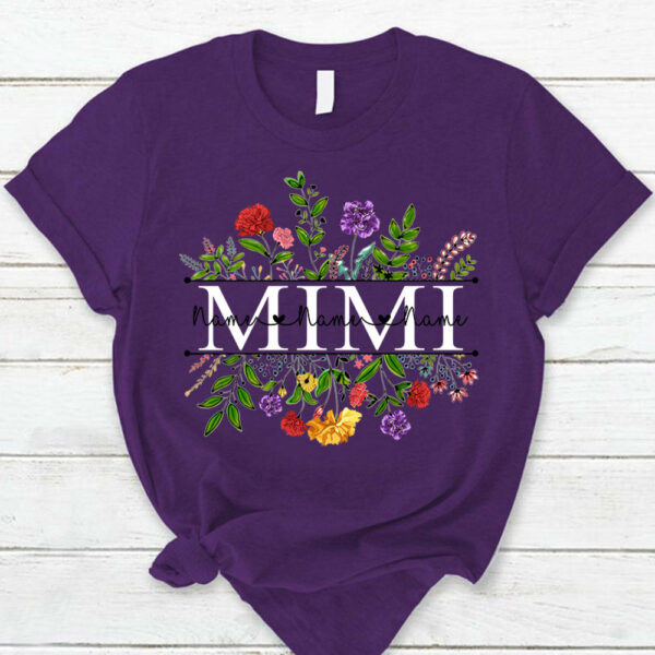 Mimi With Grandkid's Names Wildflower Custom Shirt For Grandma Nana - Image 8