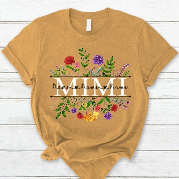Mimi With Grandkid's Names Wildflower Custom Shirt For Grandma Nana - Image 6