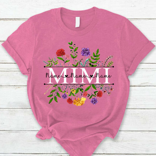 Mimi With Grandkid's Names Wildflower Custom Shirt For Grandma Nana - Image 4