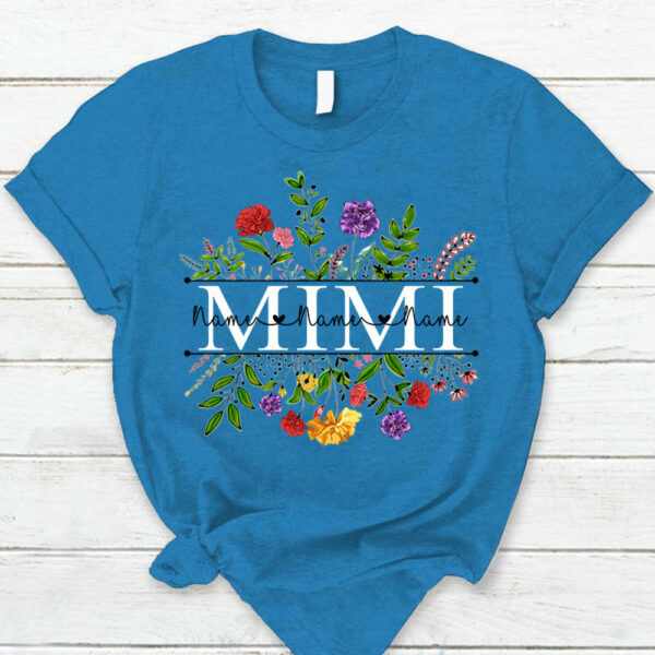 Mimi With Grandkid's Names Wildflower Custom Shirt For Grandma Nana - Image 3