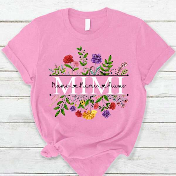 Mimi With Grandkid's Names Wildflower Custom Shirt For Grandma Nana - Image 7