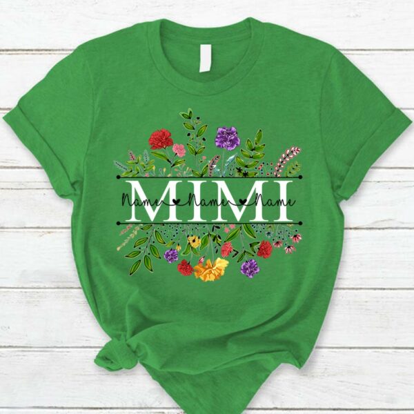 Mimi With Grandkid's Names Wildflower Custom Shirt For Grandma Nana - Image 5