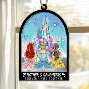Mom Forever Linked Together - Personalized Window Hanging Suncatcher Ornament