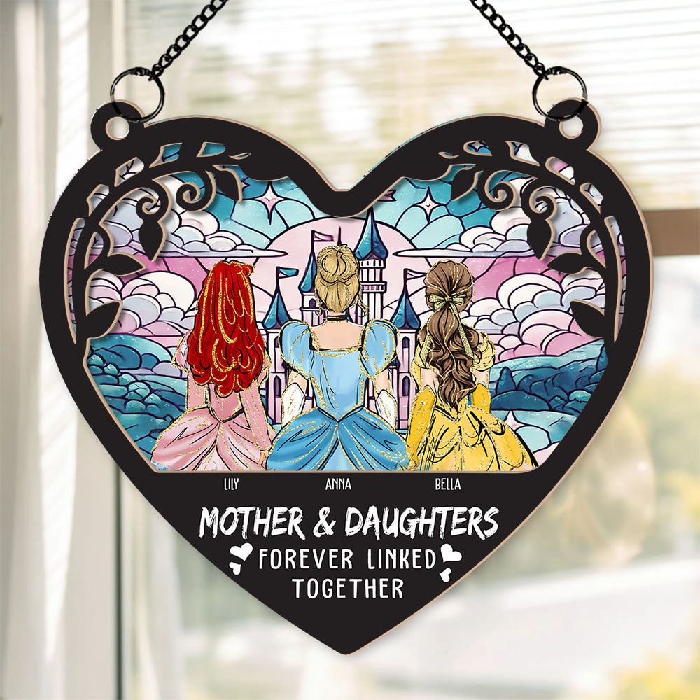Mom Forever Linked Together - Personalized Window Hanging Suncatcher Ornament Vr2