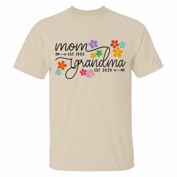 Mom Grandma Est Flower Color With Grandkids Personalized Shirt - Mother's Day Gift - Image 5