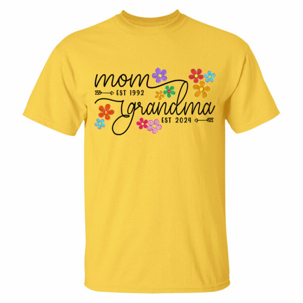 Mom Grandma Est Flower Color With Grandkids Personalized Shirt - Mother's Day Gift - Image 6