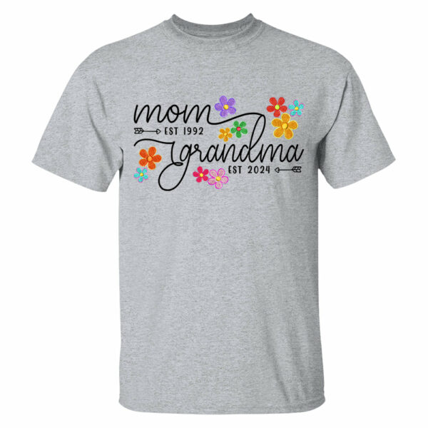 Mom Grandma Est Flower Color With Grandkids Personalized Shirt - Mother's Day Gift - Image 4