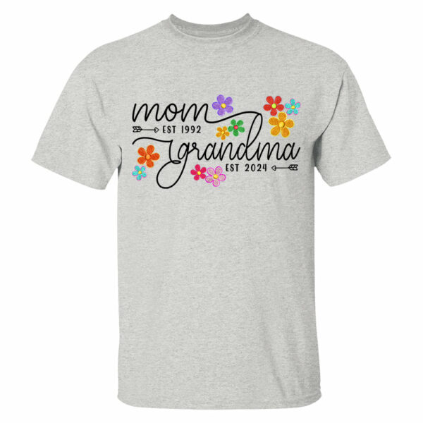 Mom Grandma Est Flower Color With Grandkids Personalized Shirt - Mother's Day Gift - Image 3