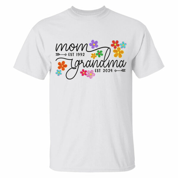 Mom Grandma Est Flower Color With Grandkids Personalized Shirt - Mother's Day Gift - Image 2