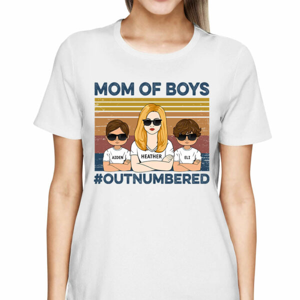 Mom Of Boys #Outnumbered Hashtag Custom Shirt Gift For Mother Mom - Image 2