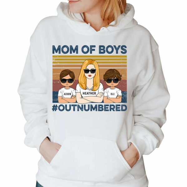 Mom Of Boys #Outnumbered Hashtag Custom Shirt Gift For Mother Mom - Image 4