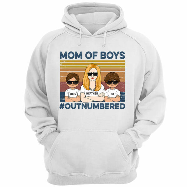 Mom Of Boys #Outnumbered Hashtag Custom Shirt Gift For Mother Mom - Image 3