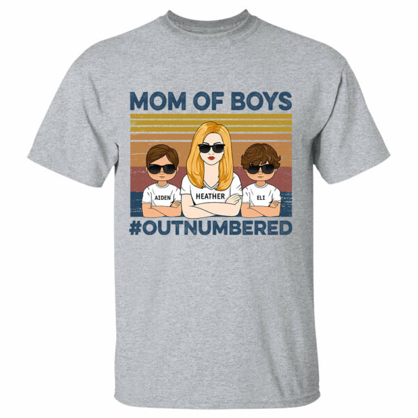 Mom Of Boys #Outnumbered Hashtag Custom Shirt Gift For Mother - Image 2