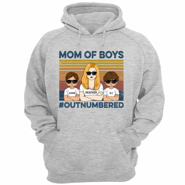 Mom Of Boys #Outnumbered Hashtag Custom Shirt Gift For Mother - Image 4