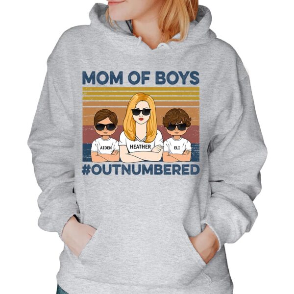Mom Of Boys #Outnumbered Hashtag Custom Shirt Gift For Mother - Image 5