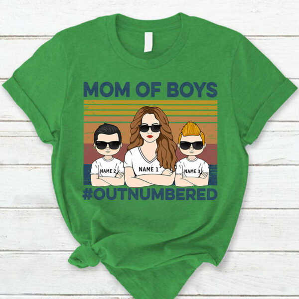 Mom Of Boys Outnumbered Hashtag Personalized T-Shirt Funny Mom With Kids Names T-Shirt Gift For Mom - Image 9