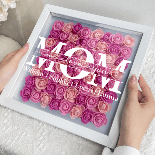 Mom We Love You - Personalized Flower Shadow Box Gift For Mom - Image 2