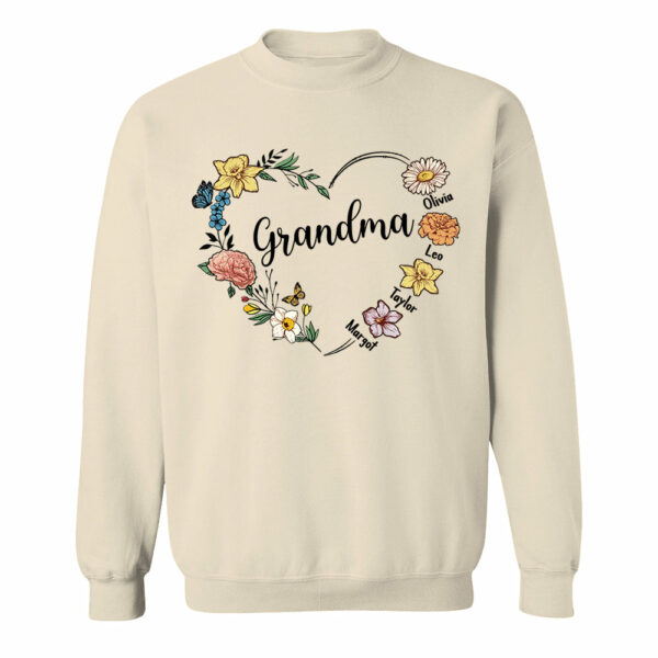 Mother's Day - Custom Grandma Birth Month Flower Shirt - Image 2