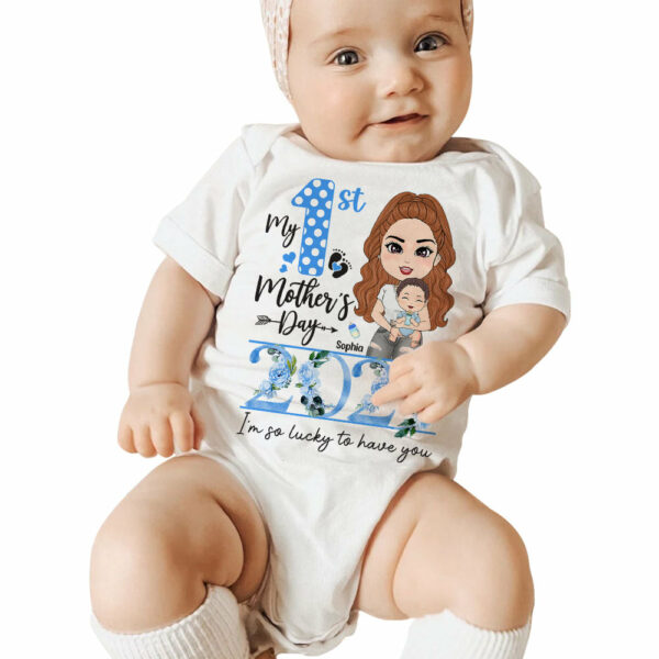 My 1st Mother's Day 2024 I Am So Lucky To Have You Custom shirt For First Mom Baby Onesie Gift H2511 - Image 5
