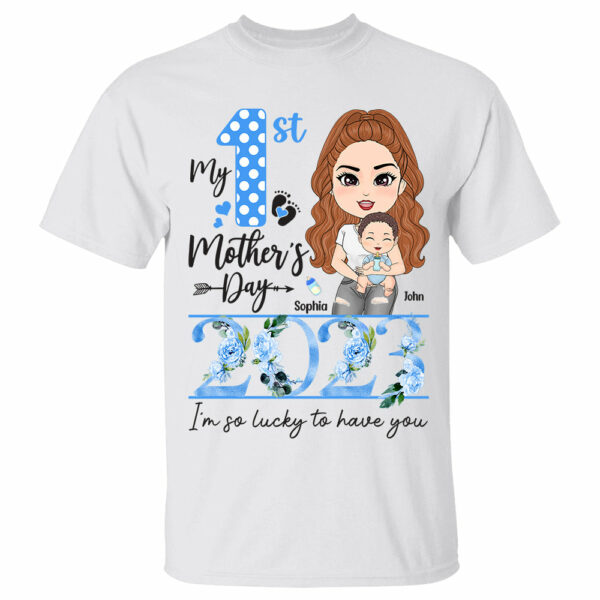 My 1st Mother's Day 2024 I Am So Lucky To Have You Custom shirt For First Mom Baby Onesie Gift H2511 - Image 2
