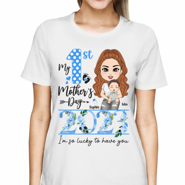 My 1st Mother's Day 2024 I Am So Lucky To Have You Custom shirt For First Mom Baby Onesie Gift H2511 - Image 4