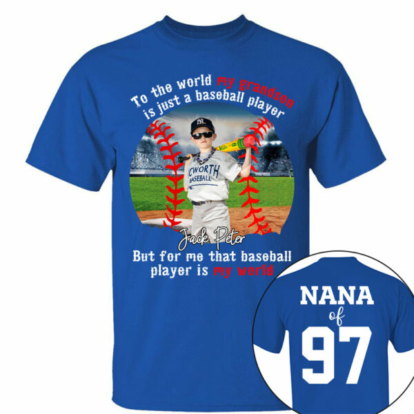My Baseball Player Is My World, Personalized Baseball Shirt, Baseball Grandma Shirt, Gift For Baseball Lover A2110 - Image 6