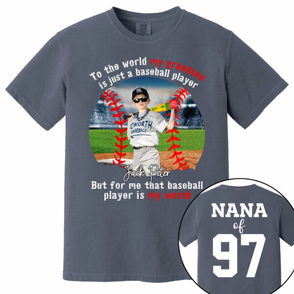 My Baseball Player Is My World, Personalized Baseball Shirt, Baseball Grandma Shirt, Gift For Baseball Lover A2110 - Image 12