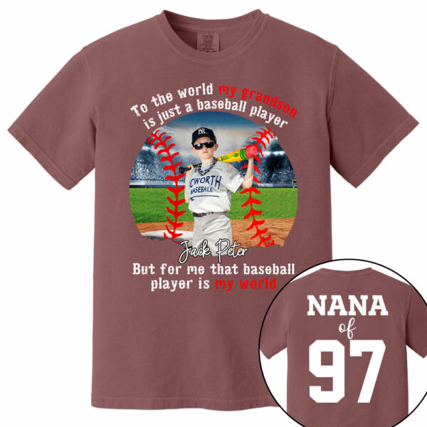 My Baseball Player Is My World, Personalized Baseball Shirt, Baseball Grandma Shirt, Gift For Baseball Lover A2110 - Image 9