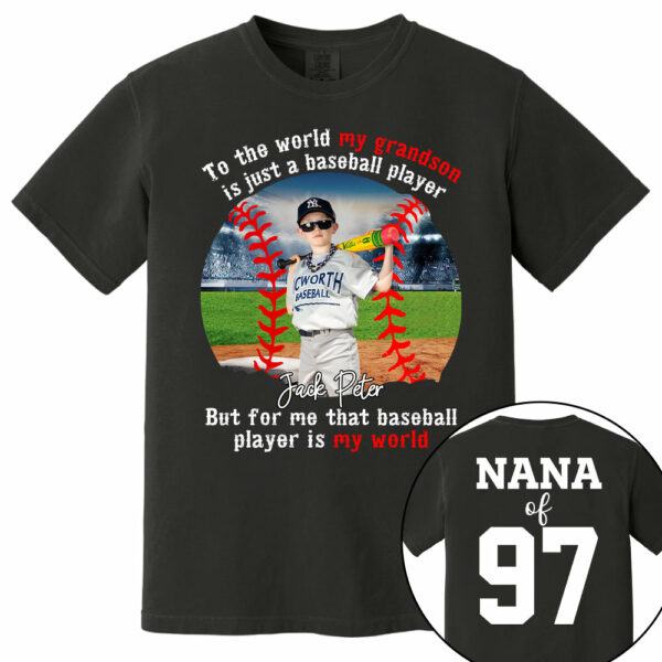 My Baseball Player Is My World, Personalized Baseball Shirt, Baseball Grandma Shirt, Gift For Baseball Lover A2110 - Image 15