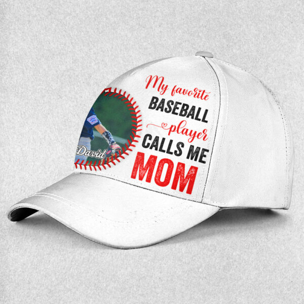 My Favorite Baseball Player Calls Me Mom - Personalized Classic Cap - Image 4