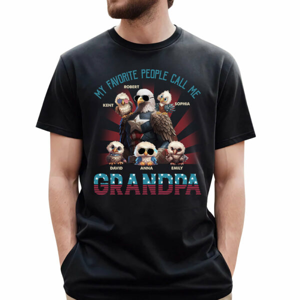 My Favorite Papa Eagle With Grandkids Personalized Patriotic Bald Eagle Shirt - Image 2