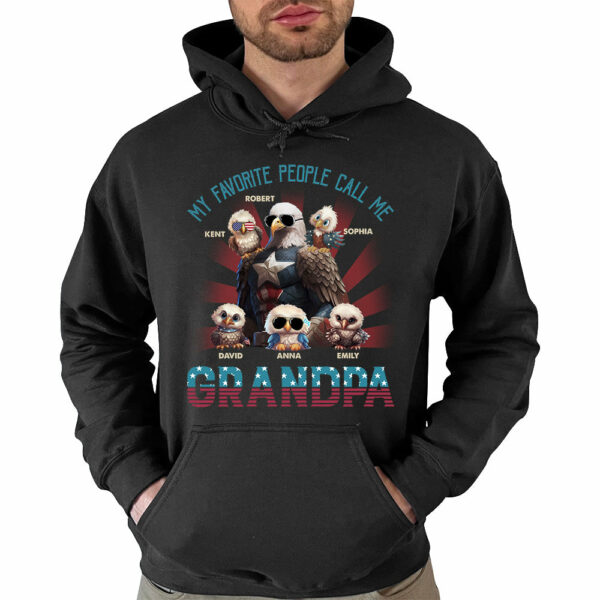 My Favorite Papa Eagle With Grandkids Personalized Patriotic Bald Eagle Shirt - Image 4