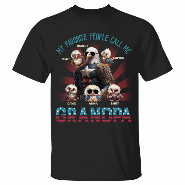 My Favorite Papa Eagle With Grandkids Personalized Patriotic Bald Eagle Shirt